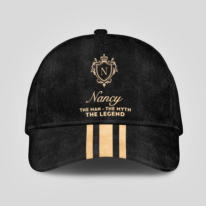 The Man The Myth The Legend Golden Stripes Black Cap NANCY 13K1 C136PF
