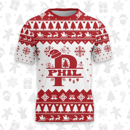 PHIL Personalized Christmas T-Shirt Pajama Set - Holiday Gift Outfit 13K1-CR2