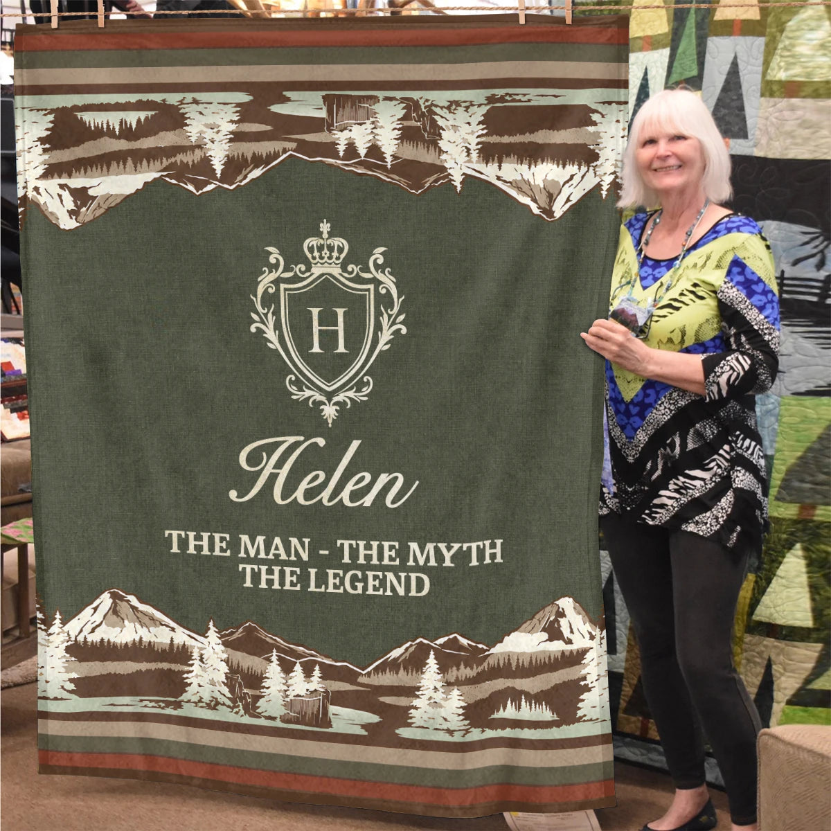 The Man The Myth The Legend Deer In Forest Brown Fleece Blanket HELEN 13K1 BK10