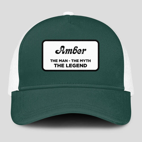 The Man The Myth The Legend Green And White Mesh Cap AMBER 13K1 C198PF
