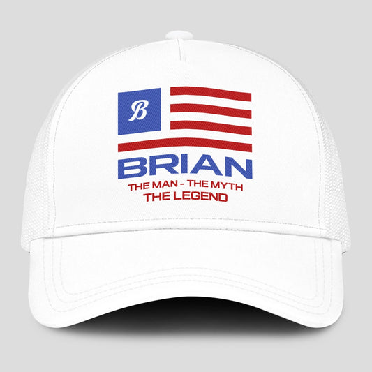 The Man The Myth The Legend America Flag Mesh Cap BRIAN 13K1 C193PF