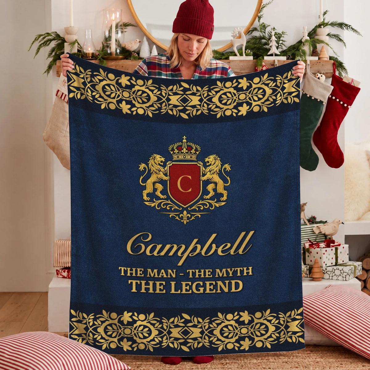 The Man The Myth The Legend Luxury Navy Fleece Blanket CAMPBELL 13K1 BK35