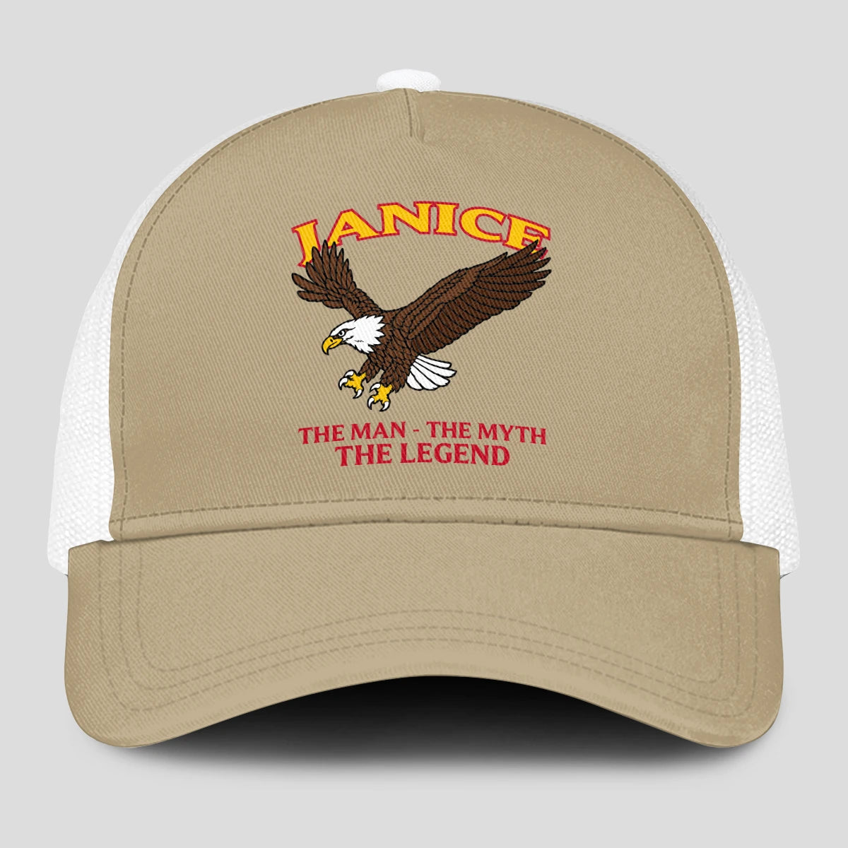 The Man The Myth The Legend Eagle Khaki Mesh Cap JANICE 13K1 C210PF