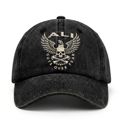 Your Name Guts Over Fear With Eagle And Skull Washed Cap ALI 13K1 C75PF