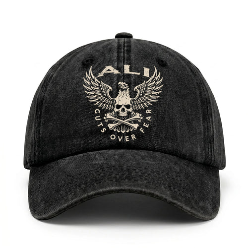 Your Name Guts Over Fear With Eagle And Skull Washed Cap ALI 13K1 C75PF