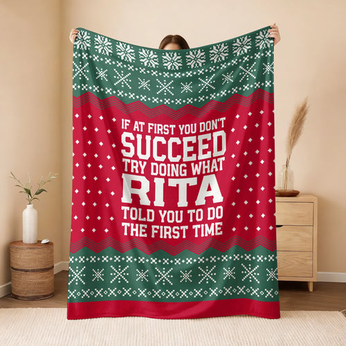 If At First You Don’t Succeed Red Green Christmas Fleece Blanket RITA 13K1 BK28