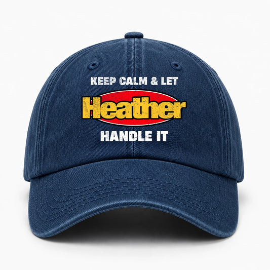 Keep Calm & Let Your Name Handle It Yellow And Red Logo Washed Cap HEATHER 13K1 C172PF