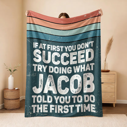If At First You Don’t Succeed Retro Green Fleece Blanket JACOB 13K1 BK29