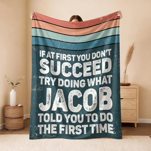 If At First You Don’t Succeed Retro Green Fleece Blanket JACOB 13K1 BK29