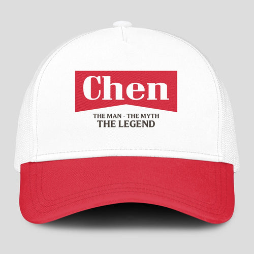 The Man The Myth The Legend Red And White Mesh Cap CHEN 13K1 C197PF