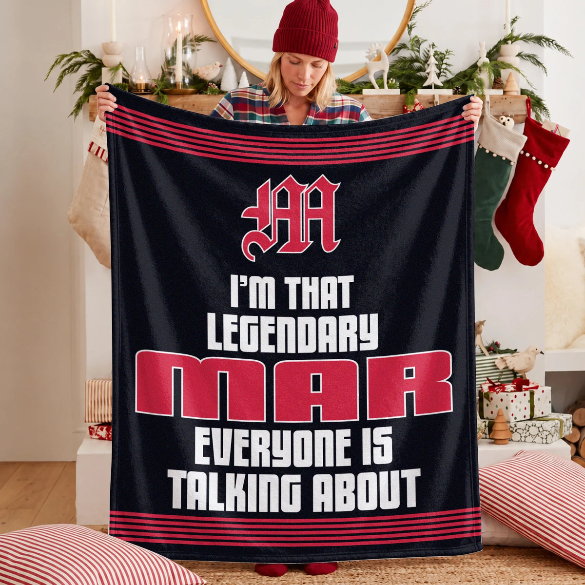 I'm That Legendary Name Dark Red Fleece Blanket MAR 13K1 BK48