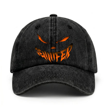 Stay Hungry Pumpkin Chasing Ghosts Funny Washed Cap JENNIFER 13K1 C101PF