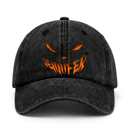 Stay Hungry Pumpkin Chasing Ghosts Funny Washed Cap JENNIFER 13K1 C101PF