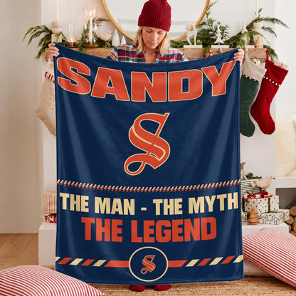 The Man The Myth The Legend Retro Fleece Blanket SANDY 13K1 BK53