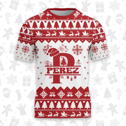PEREZ Personalized Christmas T-Shirt Pajama Set - Holiday Gift Outfit 13K1-CR2
