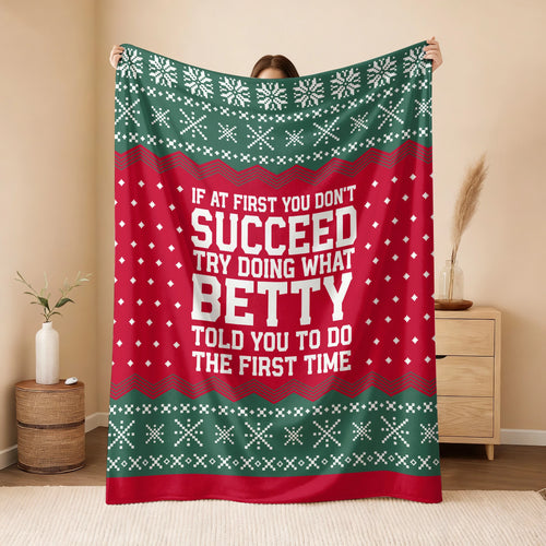 If At First You Don’t Succeed Red Green Christmas Fleece Blanket BETTY 13K1 BK28