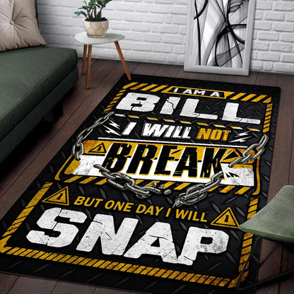 BILL Motivational Rug – Black & Yellow Quote Carpet for Living Room 13K1-AR1