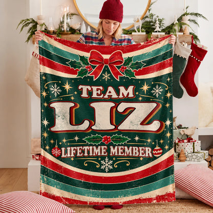 Team Your Name Lifetime Member Christmas Fleece Blanket LIZ 13K1 BK52