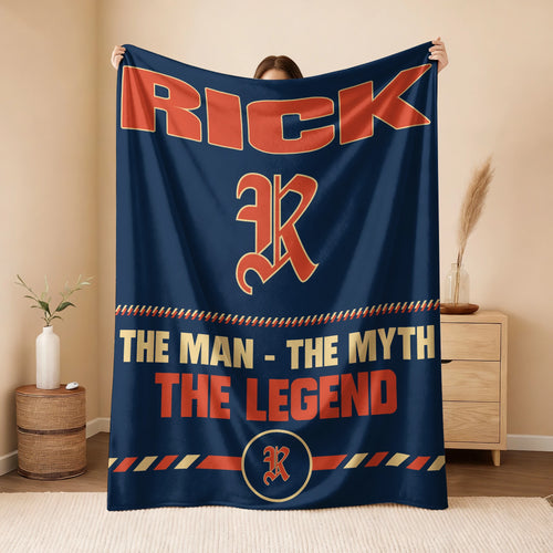 The Man The Myth The Legend Retro Fleece Blanket RICK 13K1 BK53
