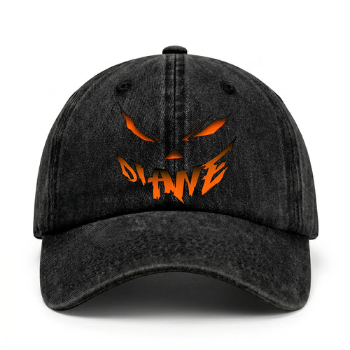 Your Name Jack O' Lantern Halloween Washed Cap DIANE 13K1 C100PF
