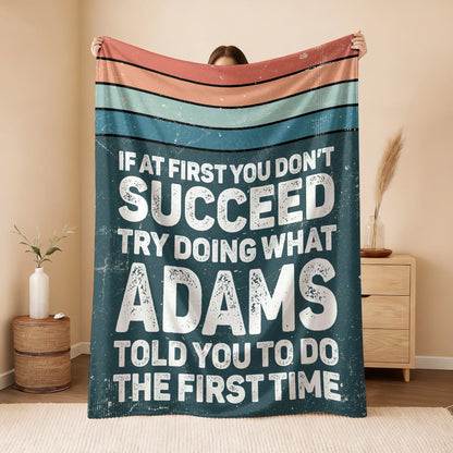 If At First You Don’t Succeed Retro Green Fleece Blanket ADAMS 13K1 BK29