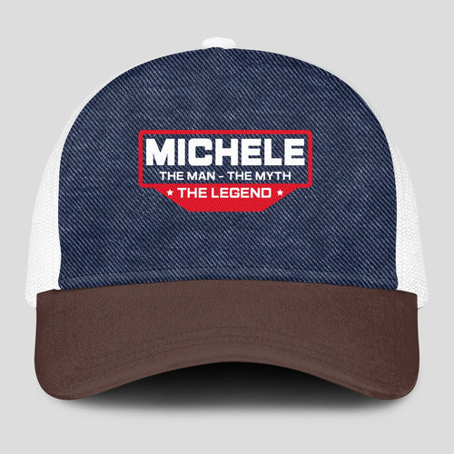 The Man The Myth The Legend Navy Brown And White Mesh Cap MICHELE 13K1 C200PF