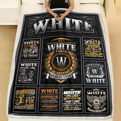 WHITE Personalized Blanket | Custom Name Cozy Throw Gift 13K1-BK2