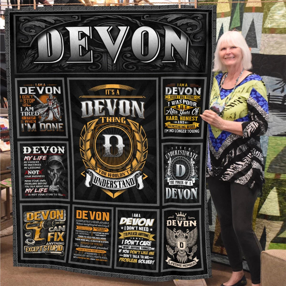 DEVON Personalized Blanket | Custom Name Cozy Throw Gift 13K4-BK2