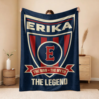 The Man The Myth The Legend Blue Burgundy Baseball Blanket ERIKA 13K1 BK18