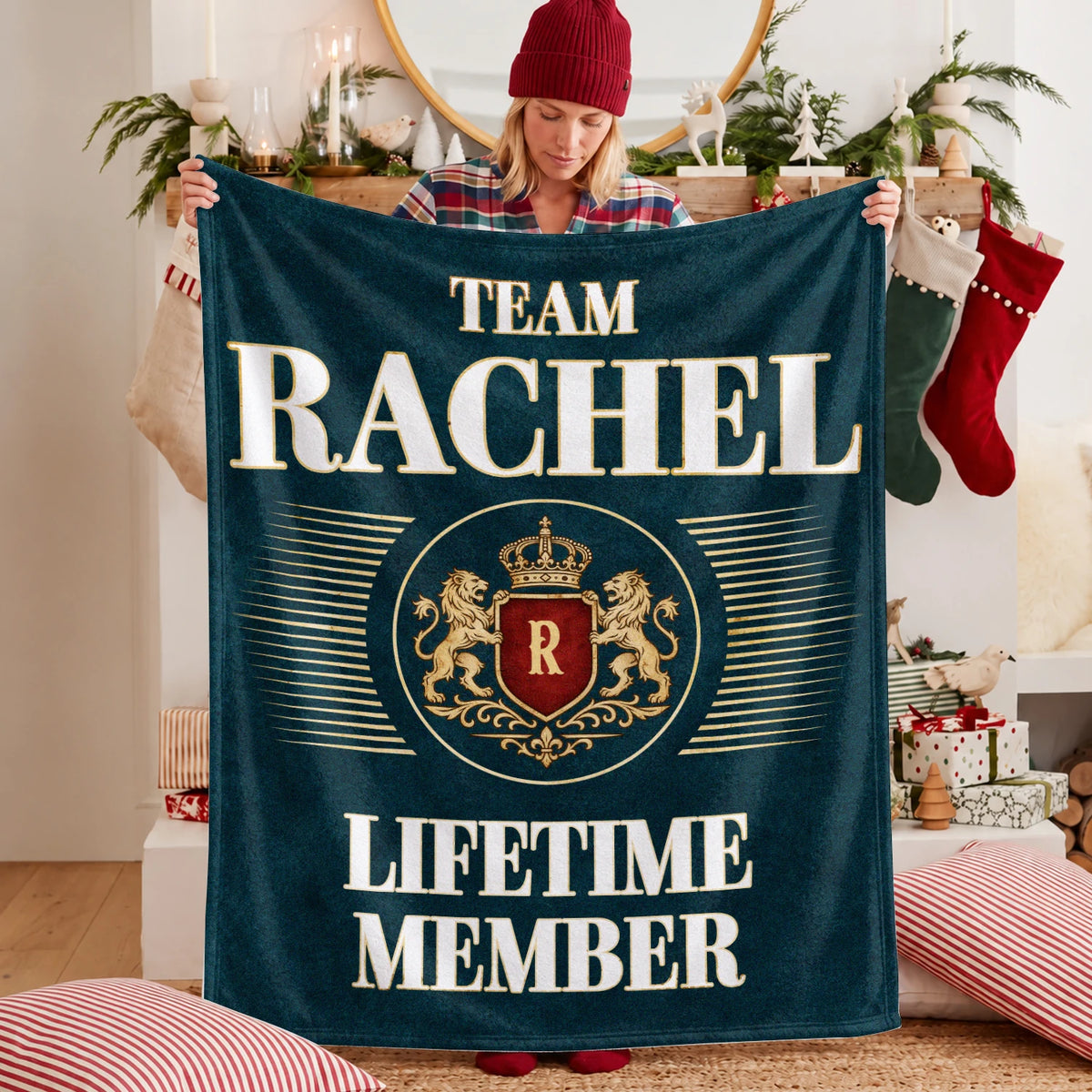 Team Your Name Lifetime Member Sage Green Fleece Blanket RACHEL 13K1 BK42
