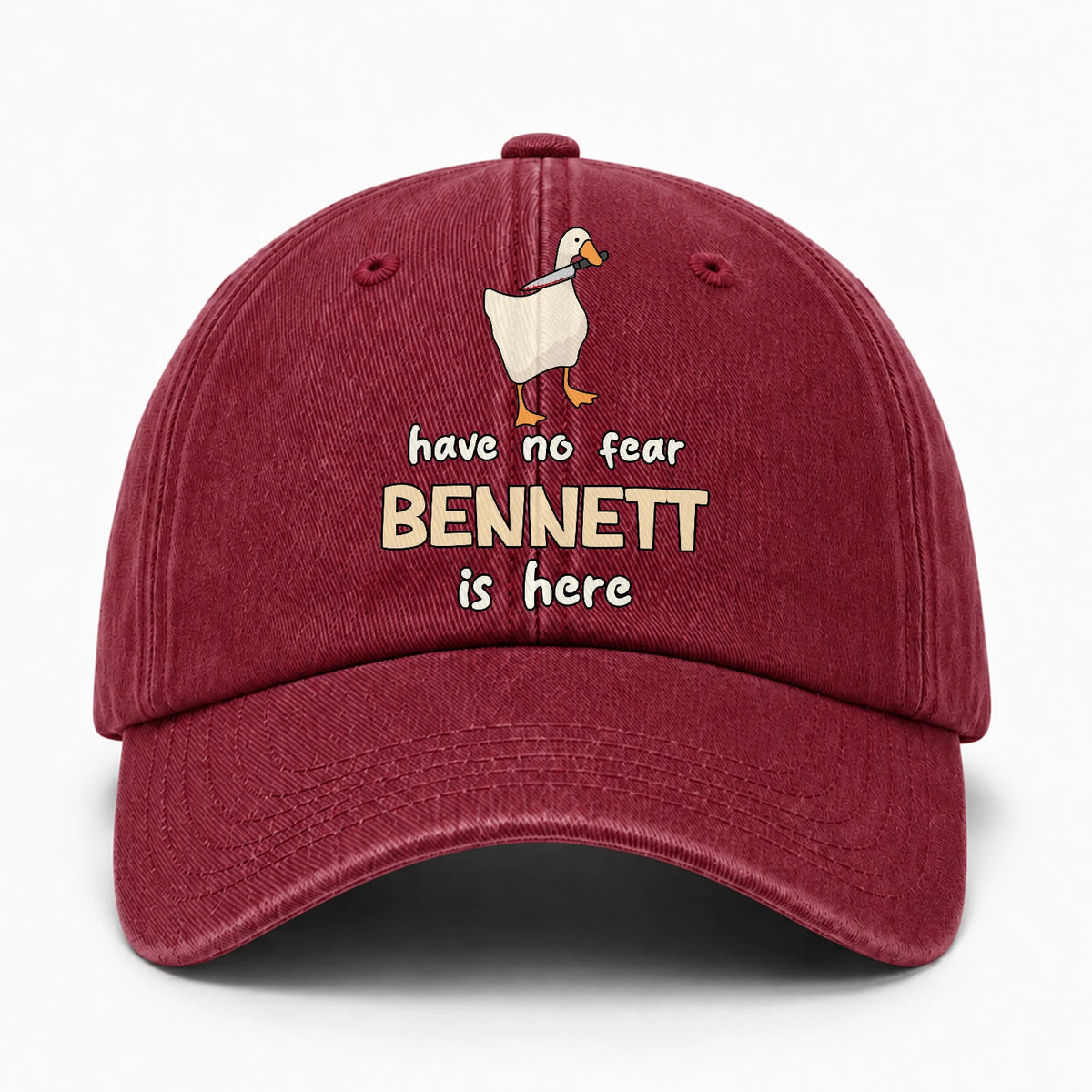Have No Fear Your Name Is Here Funny Goose Burgundy Washed Cap BENNETT 13K1 C127PF