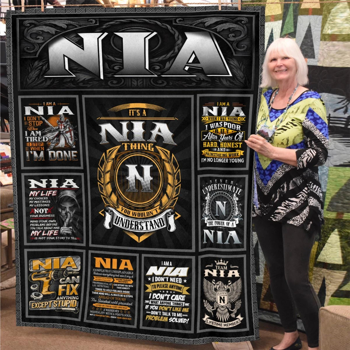 NIA Personalized Blanket | Custom Name Cozy Throw Gift 13K4-BK2