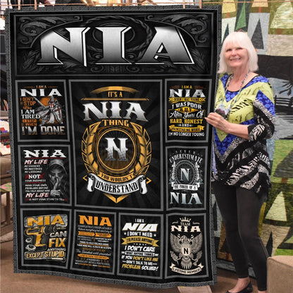NIA Personalized Blanket | Custom Name Cozy Throw Gift 13K4-BK2