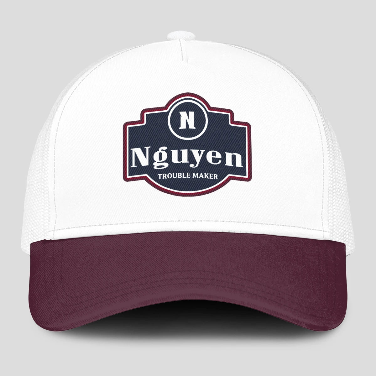 Trouble Maker Burgundy And White Funny Mesh Cap NGUYEN 13K1 C201PF