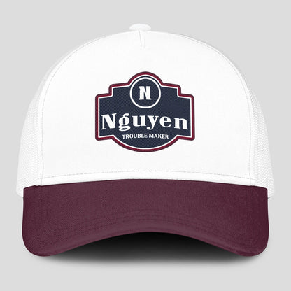 Trouble Maker Burgundy And White Funny Mesh Cap NGUYEN 13K1 C201PF