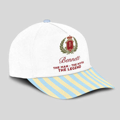 The Man The Myth The Legend Blue And Yellow Striped Beach Cap BENNETT 13K1 C118PF