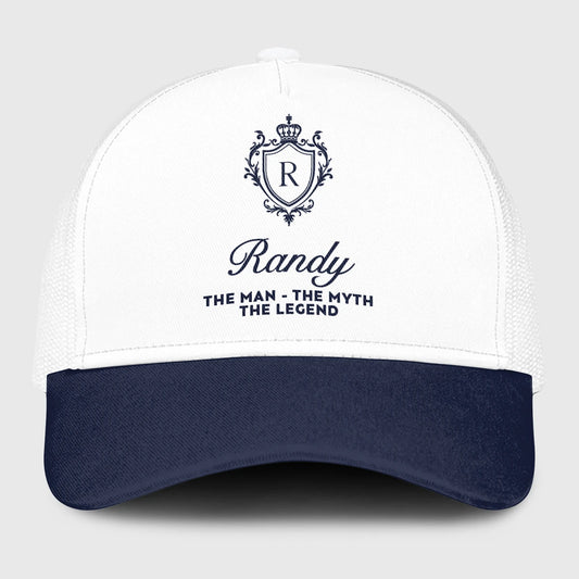 The Man The Myth The Legend Blue And White Baseball Mesh Cap RANDY 13K1 C186PF