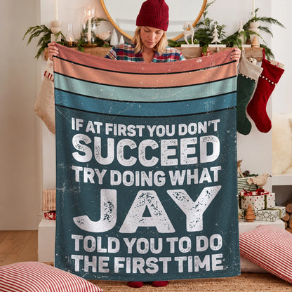 If At First You Don’t Succeed Retro Green Fleece Blanket JAY 13K1 BK29