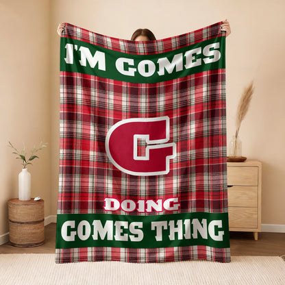 I'm Name Doing Name Things Red Plaid Fleece Blanket GOMES 13K1 BK49