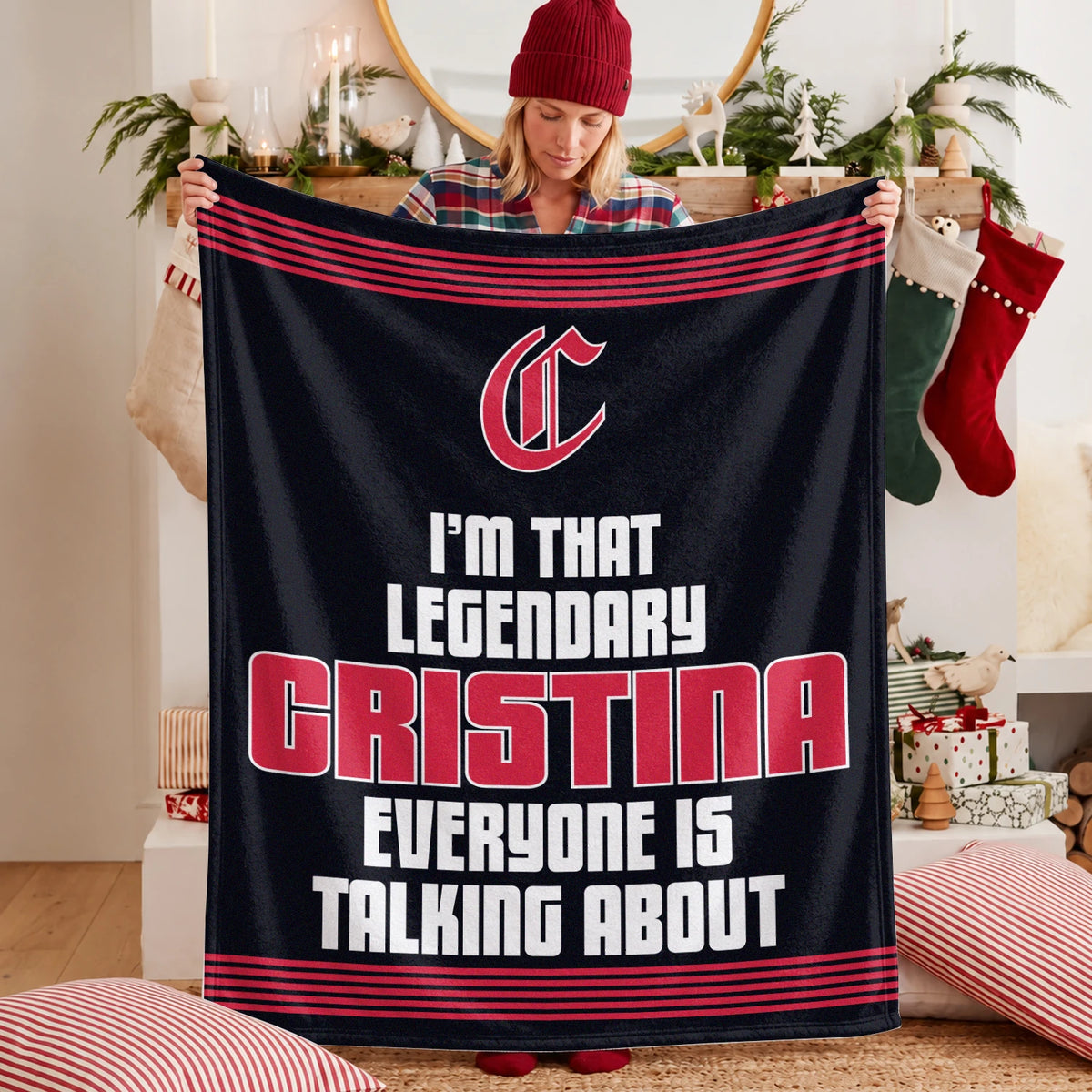 I'm That Legendary Name Dark Red Fleece Blanket CRISTINA 13K1 BK48