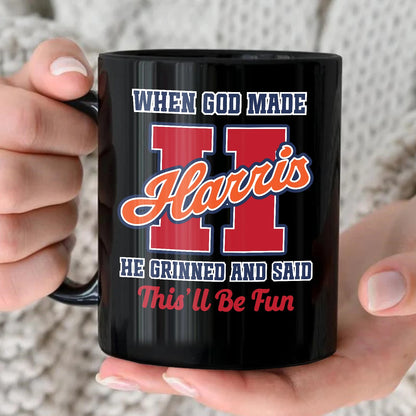 When God Made Your Name Personalized Baseball Mug HARRIS 13K1 MG07