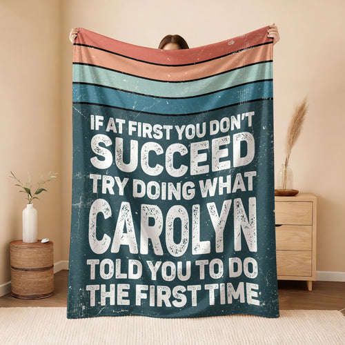 If At First You Don’t Succeed Retro Green Fleece Blanket CAROLYN 13K1 BK29
