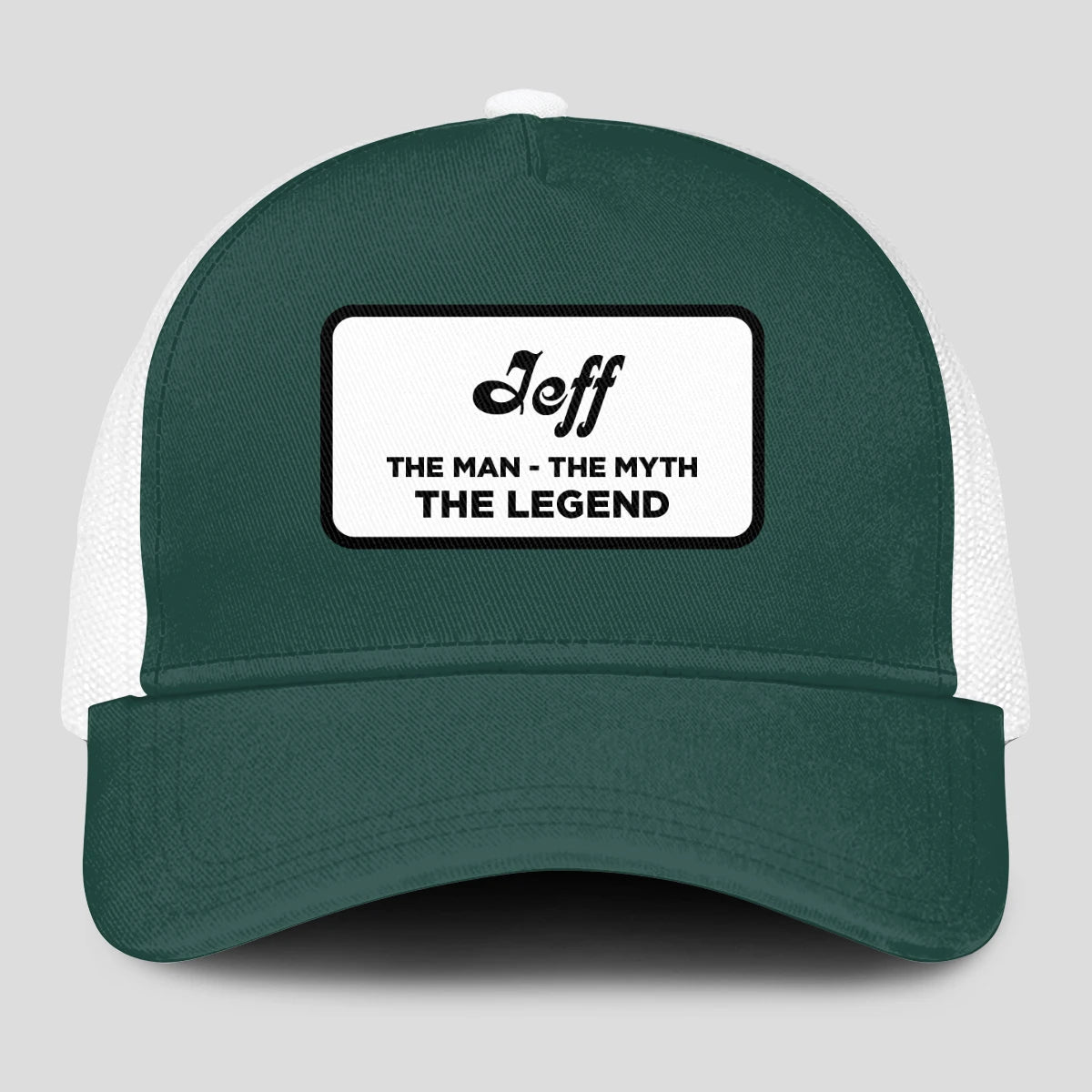 The Man The Myth The Legend Green And White Mesh Cap JEFF 13K1 C198PF