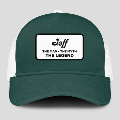 The Man The Myth The Legend Green And White Mesh Cap JEFF 13K1 C198PF