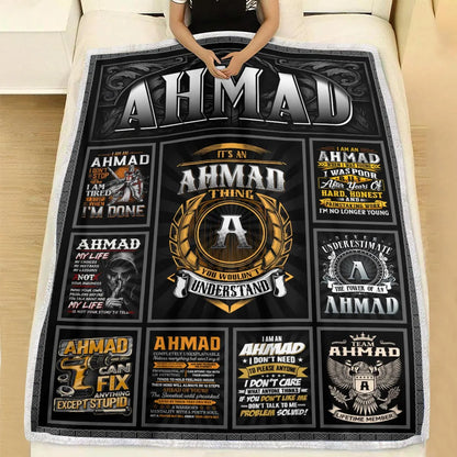 AHMAD Personalized Blanket | Custom Name Cozy Throw Gift 13K1-BK2