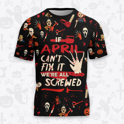 APRIL Horror Halloween Pajama Set Scary T-Shirt & Pants Sleepwear Costume 13K1-HL1
