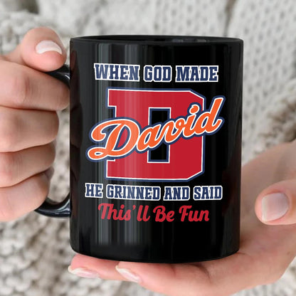 When God Made Your Name Personalized Baseball Mug DAVID 13K1 MG07