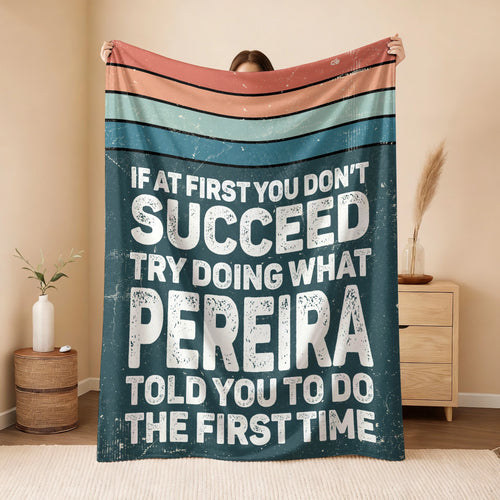 If At First You Don’t Succeed Retro Green Fleece Blanket PEREIRA 13K1 BK29