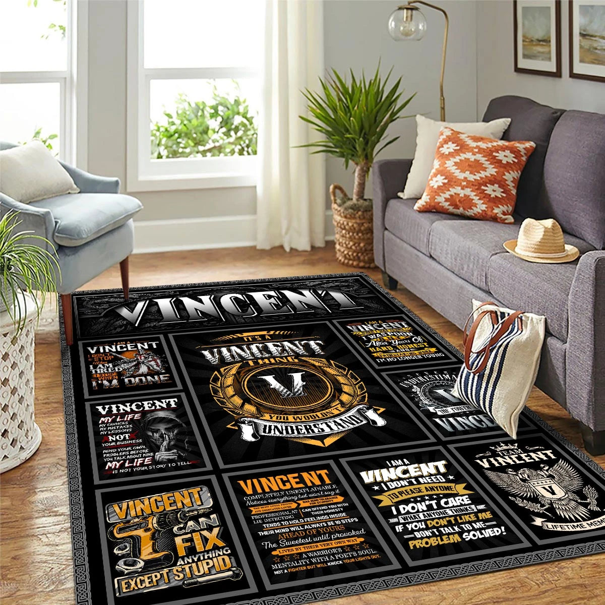 VINCENT Personalized Sponge Floor Mat – Custom Printed Home Decor 13K1-AR2