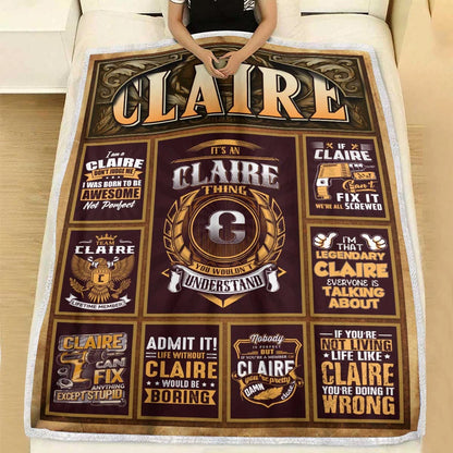 CLAIRE Personalized Blanket | Custom Name Cozy Throw Gift 13K1-BK4
